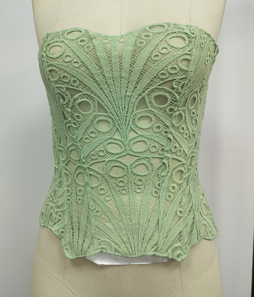 File Dantel Bağcıklı Straplez Üst