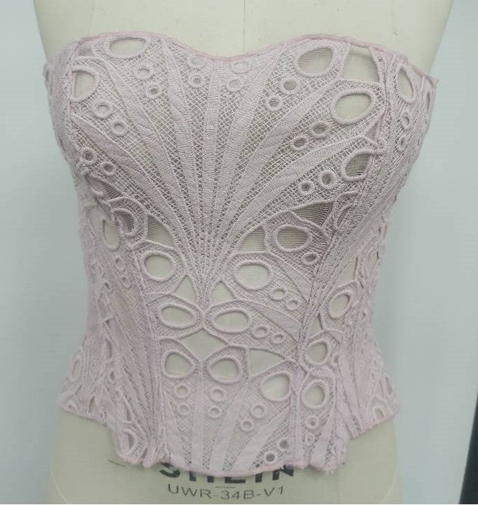 File Dantel Bağcıklı Straplez Üst