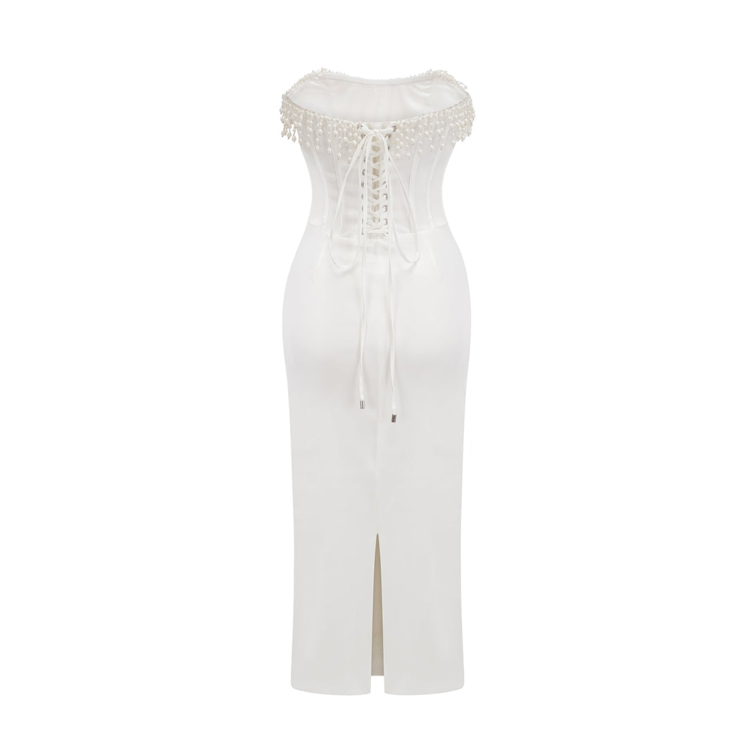 Roseline inci midi elbise