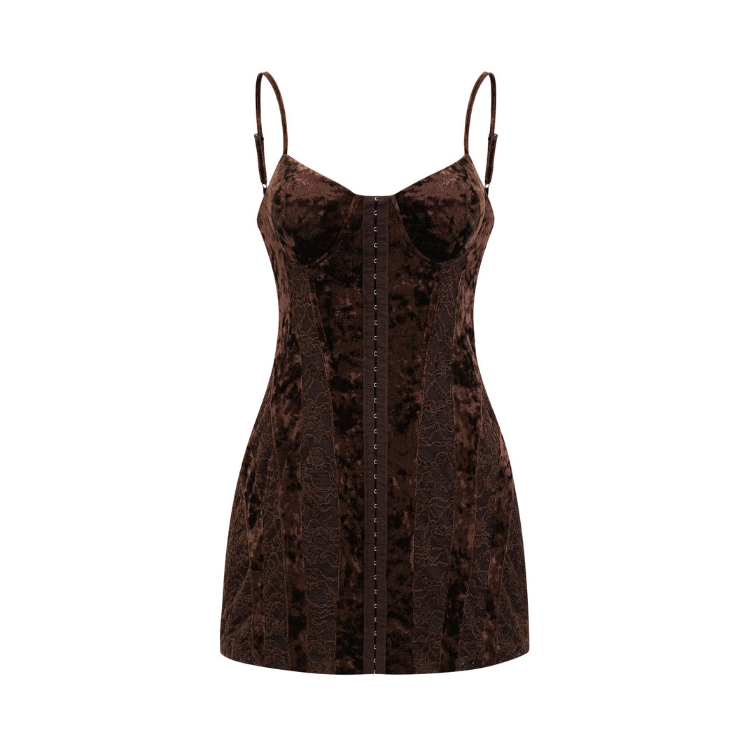 Fleur kadife mini elbise