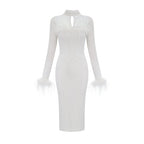 Désirée kuş tüyü maksi elbise