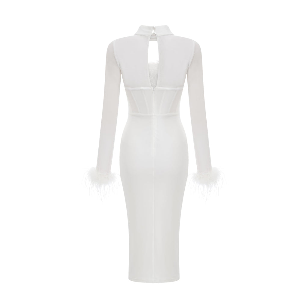 Désirée kuş tüyü maksi elbise