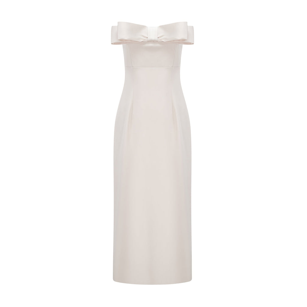 Lana fiyonk midi elbise