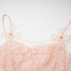 Safran dantel mini elbise