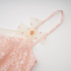 Safran dantel mini elbise