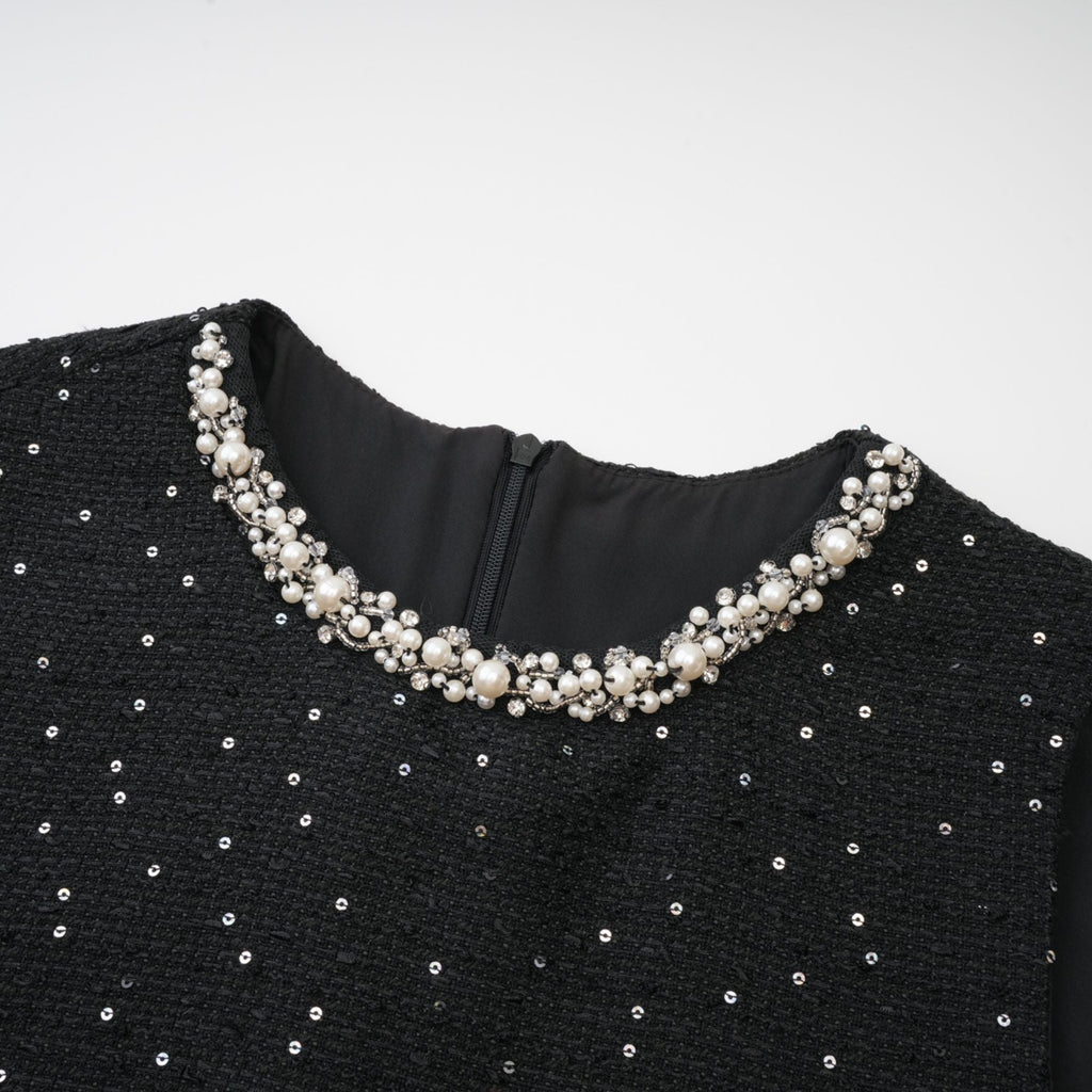 Santorini süslemeli mini elbise