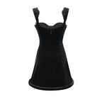 Rowena asimetrik kadife mini elbise