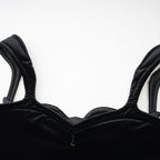 Rowena asimetrik kadife mini elbise