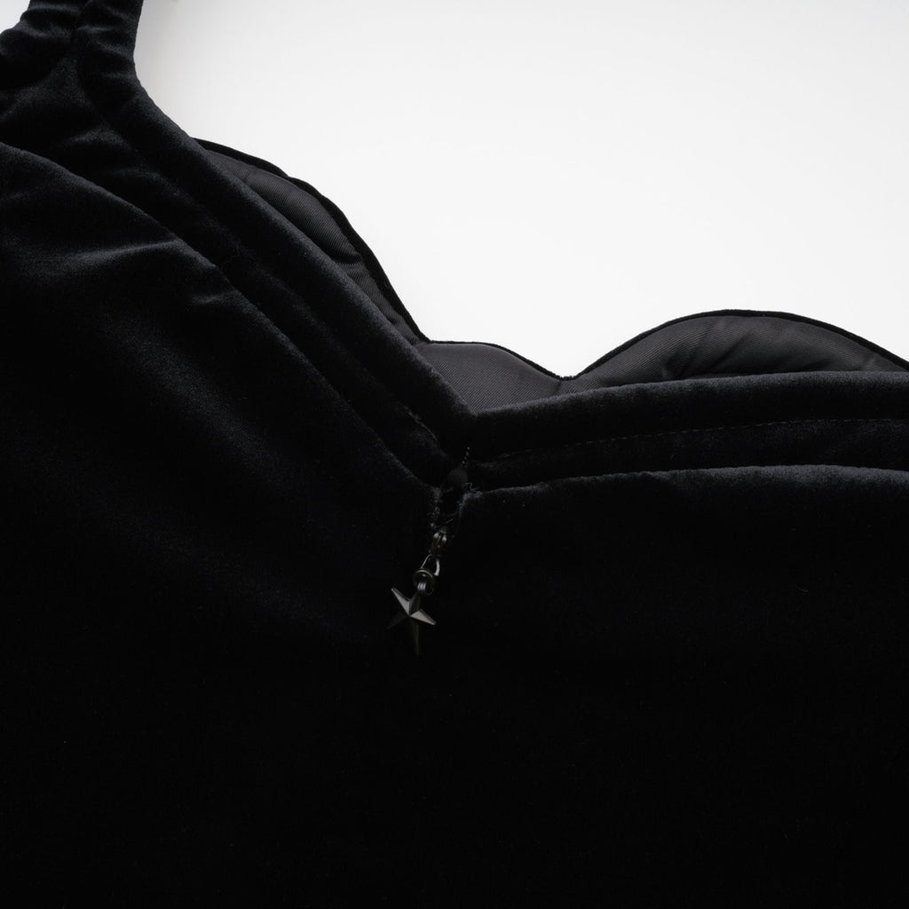 Rowena asimetrik kadife mini elbise