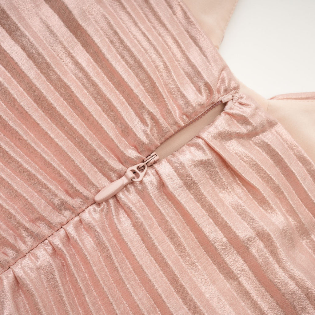 Shiema parlak pileli maksi elbise