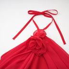 Rozet çiçek maksi elbise