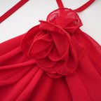 Rozet çiçek maksi elbise