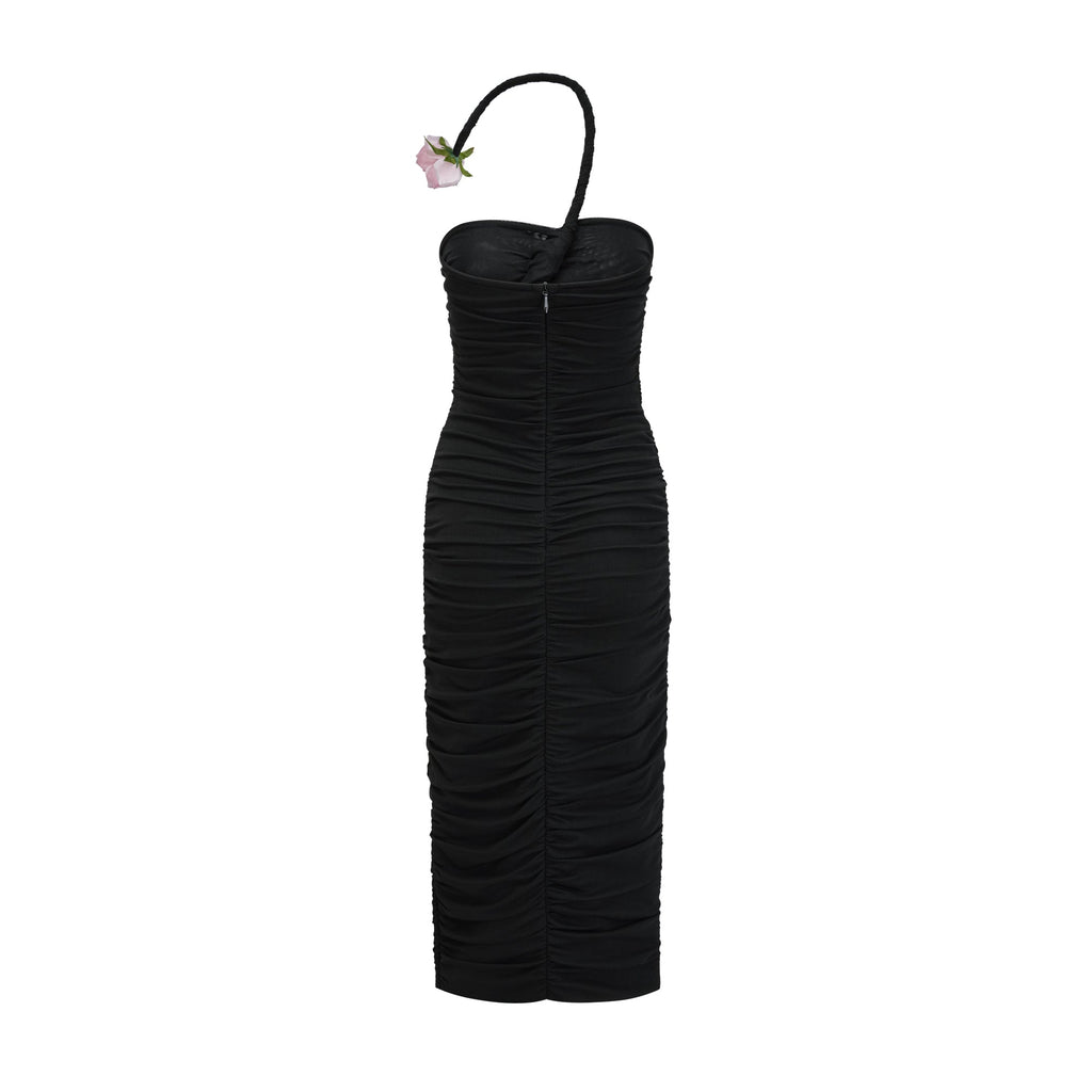 Juana asimetrik midi elbise