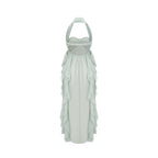 Salilah fırfırlı midi elbise