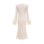 Gabriella tüy midi elbise