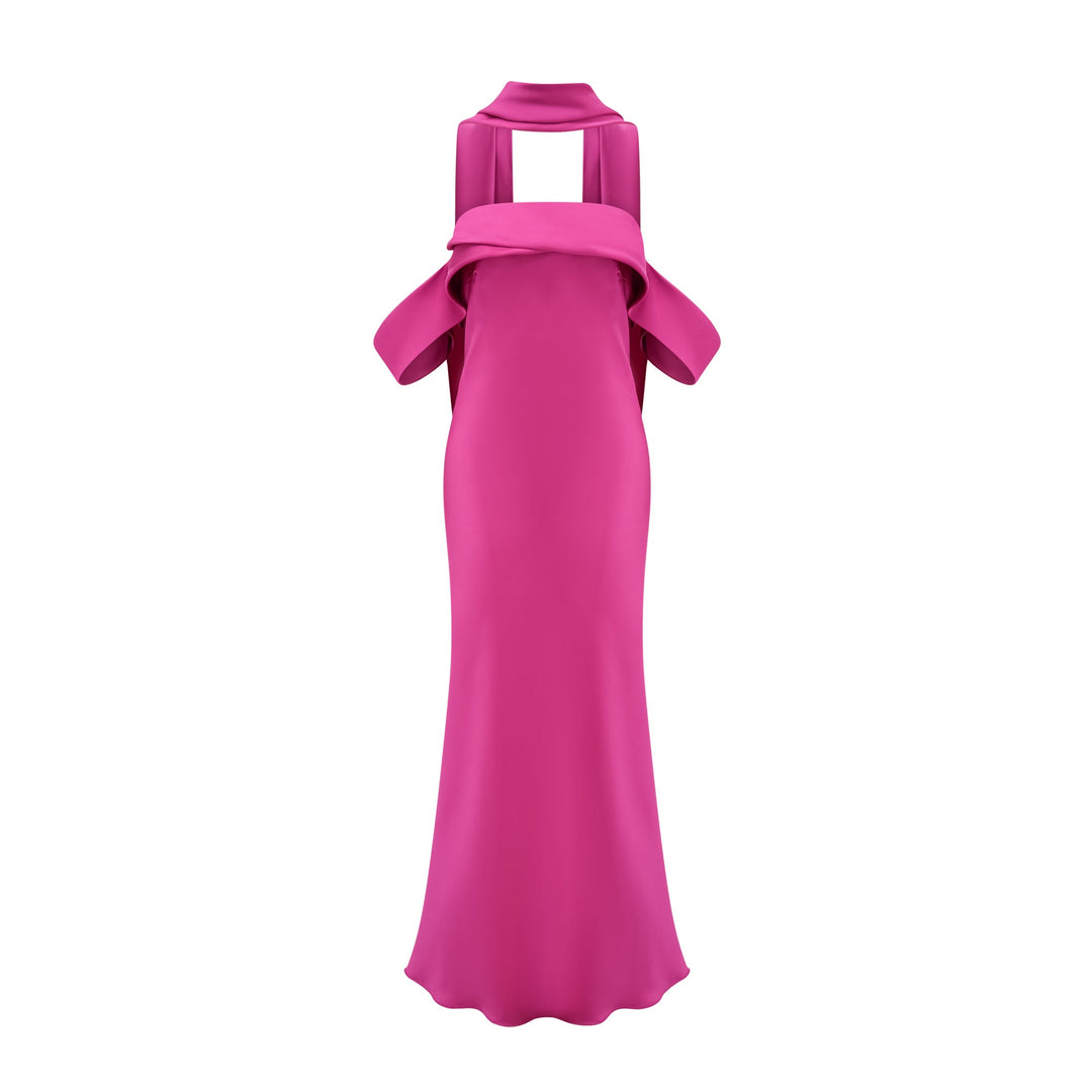 Yasmine saten midi elbise