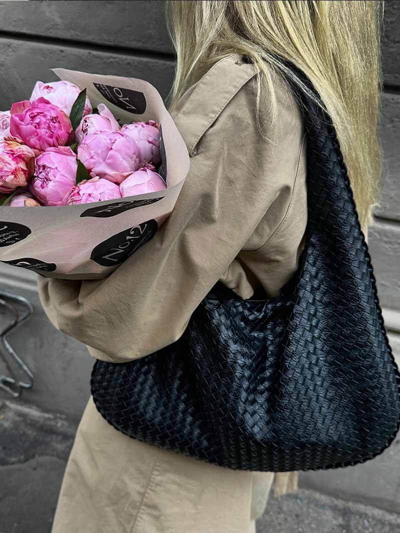 Woven Büyük Boy Vegan Deri Çanta