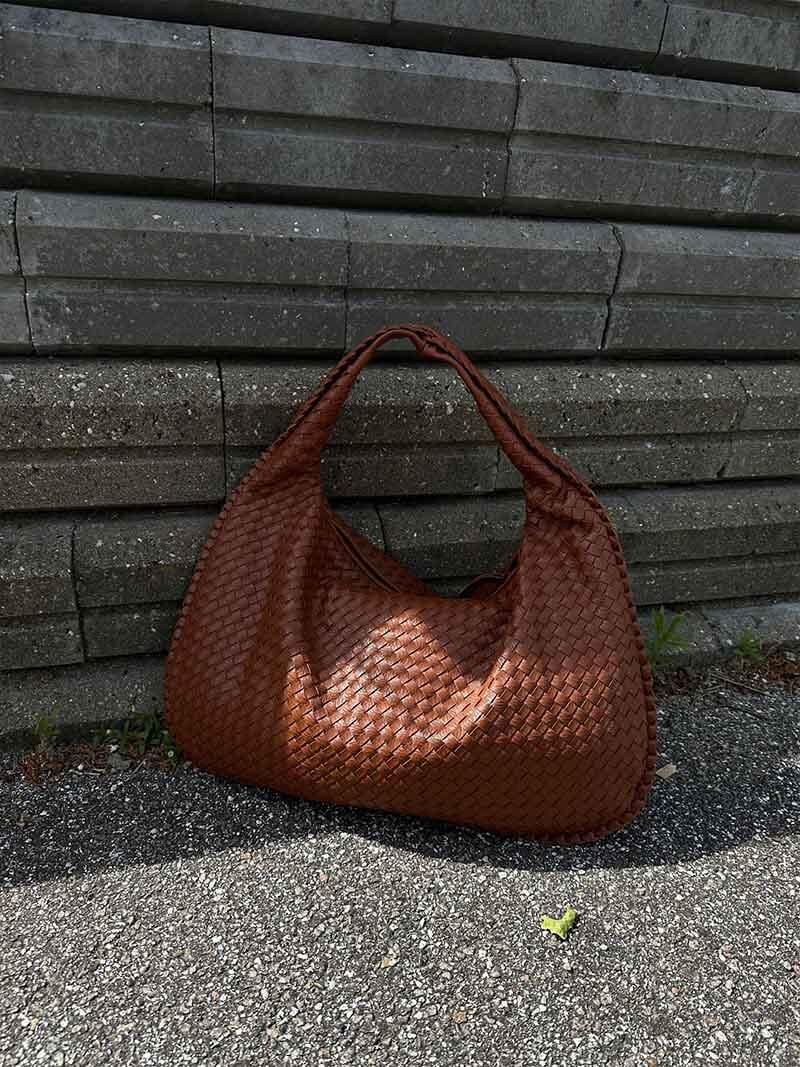 Woven Büyük Boy Vegan Deri Çanta