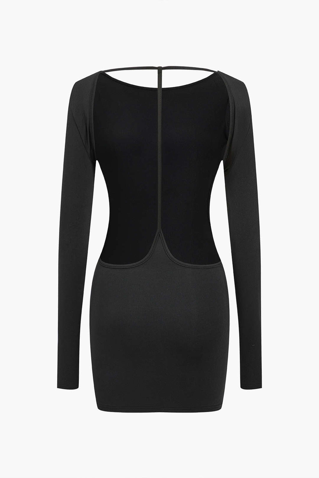 Katı Sırtı Açık Uzun Kollu Mini Elbise