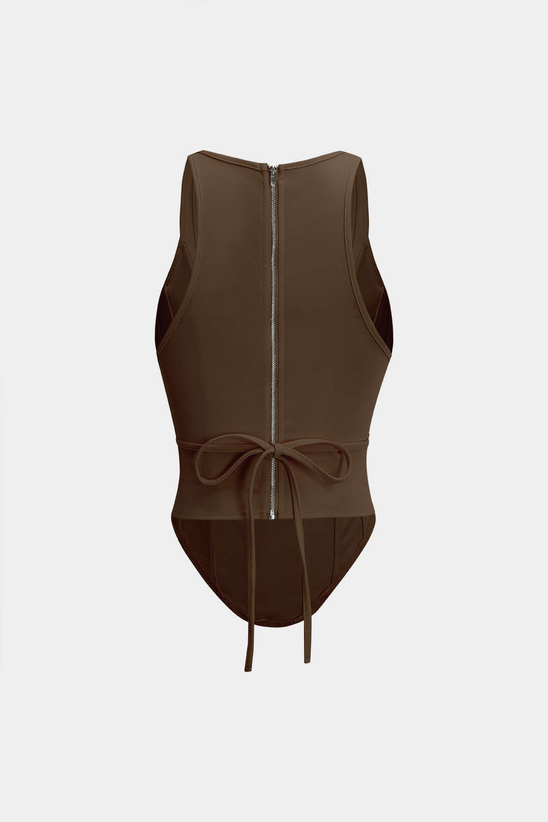 Fermuarlı Bağlamalı Korseli Bel Tank Top