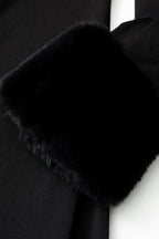 Kürk Detaylı Düşük Omuz Midi Elbise