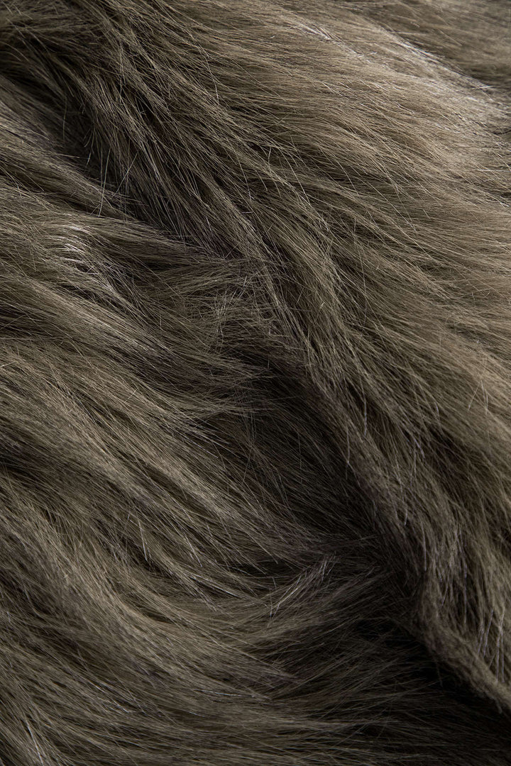 Deri Kürk Düğmeli Patchwork Mont