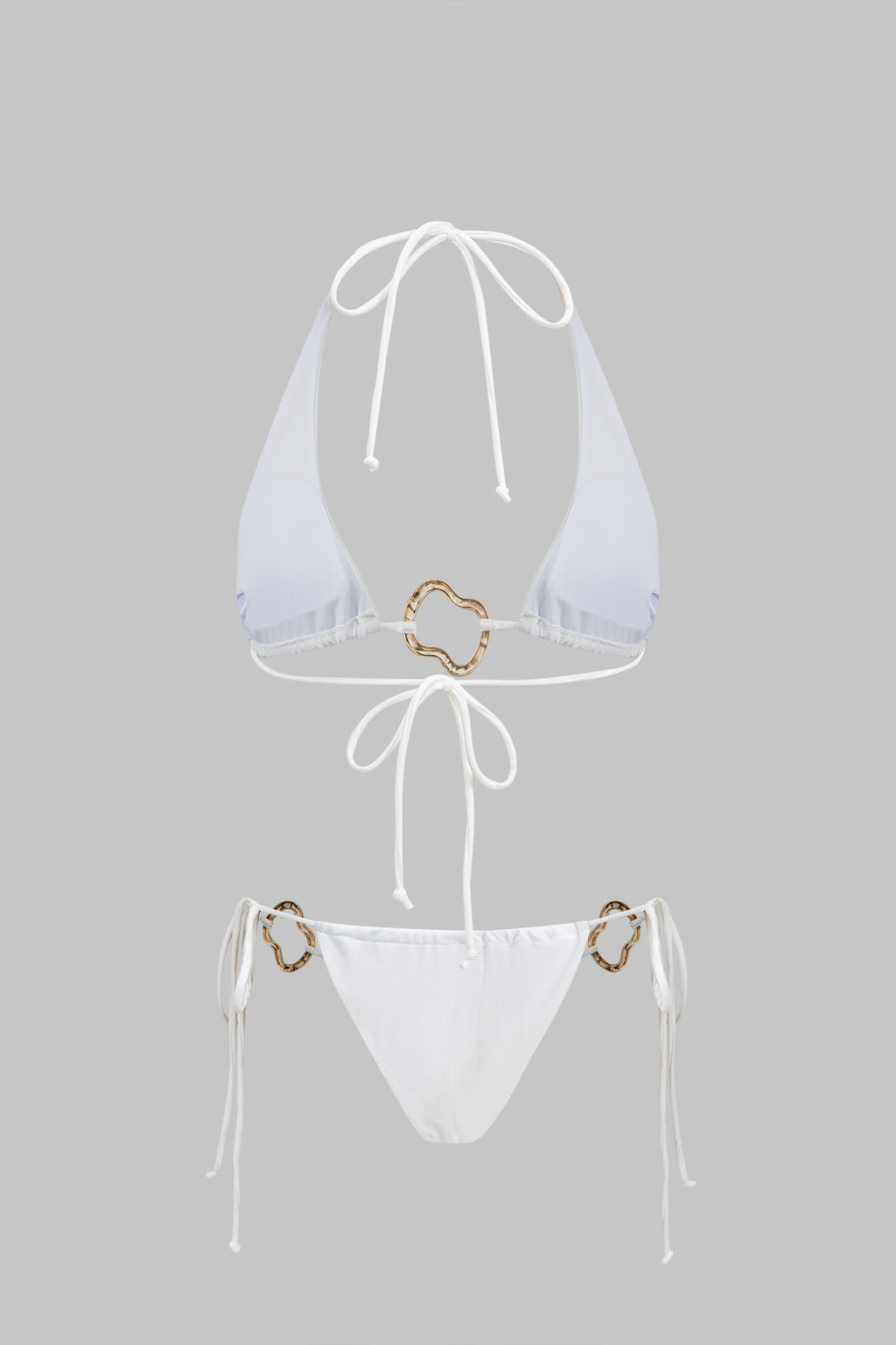 Metalik Dekorlu Büzgülü Bağlamalı Sırtı Açık Bikini Takımı