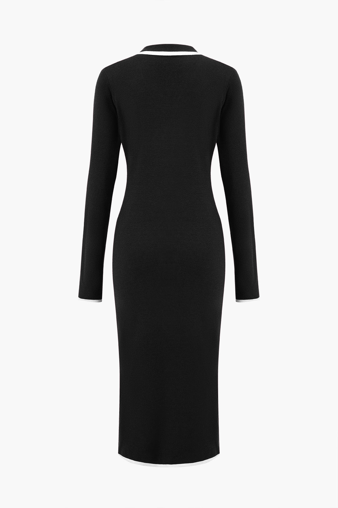 Uzun Kollu Düğmeli Cepli Örgü maksi Elbise