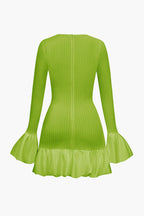 Katı Puf Çan Kol Mini Elbise