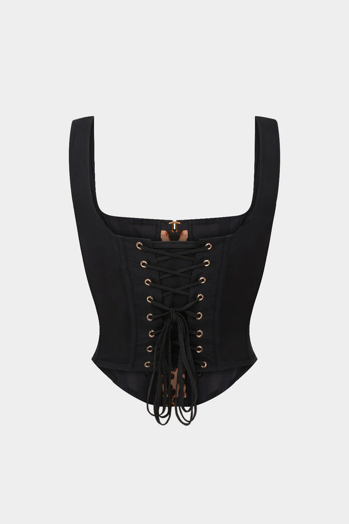 Leopar desenli askılı büstiyer