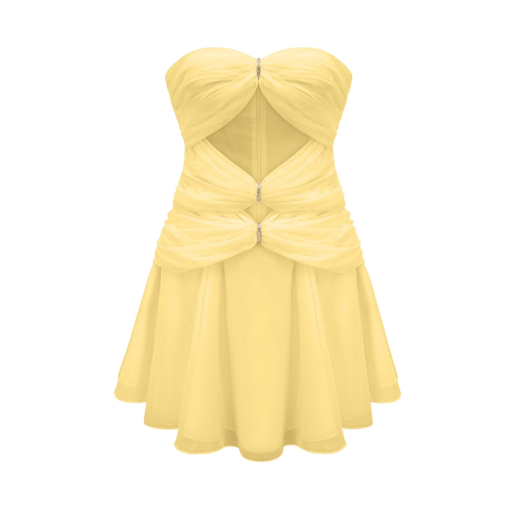 Émilienne pile mini elbise