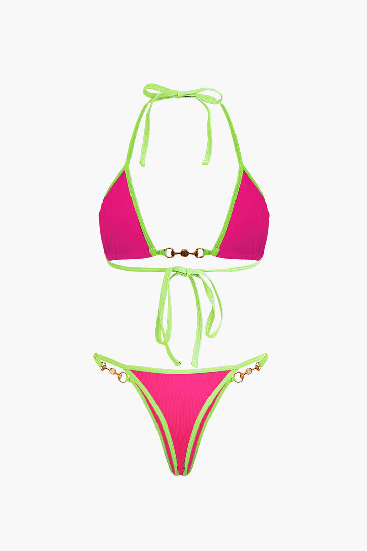İnci Detaylı Halter Yaka 2 Parça Bikini Takımı