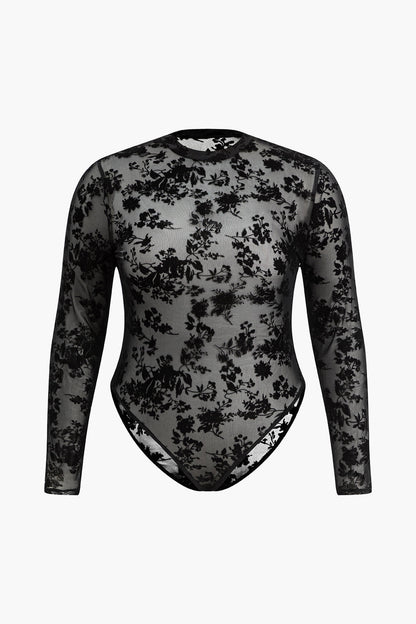 Shapewear  Büyük Beden Çiçekli Bodysuit