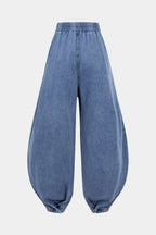 Yüksek bel lastikli Denim Barrel Kot