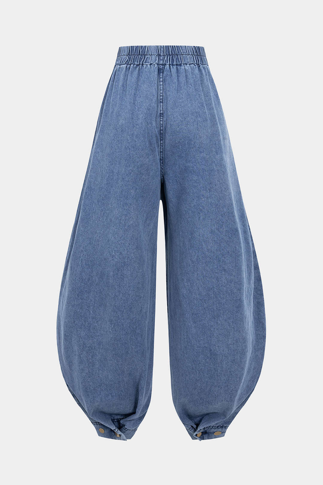 Yüksek bel lastikli Denim Barrel Kot