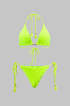 Metalik Saçaklı Kıvrımlı Bağlamalı Bikini Takımı