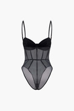 Şeffaf Büstiyer Korseli Bodysuit