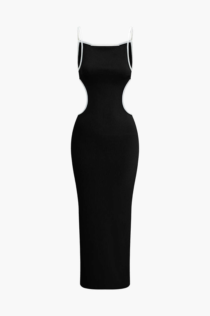 Kontrast Kesimli Sırtı Açık Slip maksi Elbise