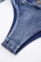 Kot Görünümlü Bağlamalı Bikini Takımı