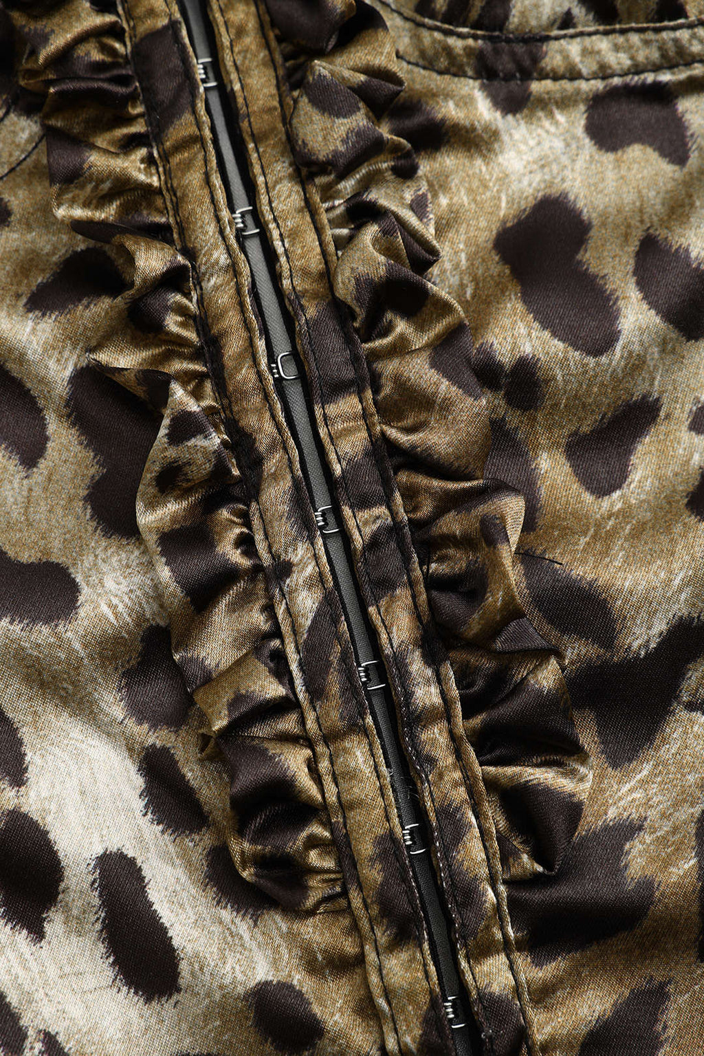 Leopar Desenli Dantel Kenarlı Korseli Slip