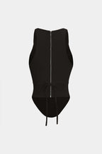 Fermuarlı Bağlamalı Korseli Bel Tank Top