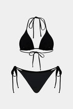 Strass Detaylı Bağlamalı Sırt Dekolteli Bikini Takımı