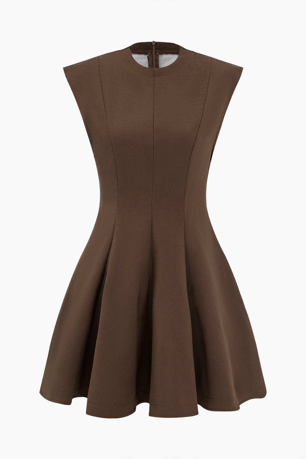 Katı Yuvarlak Yaka Mini Elbise