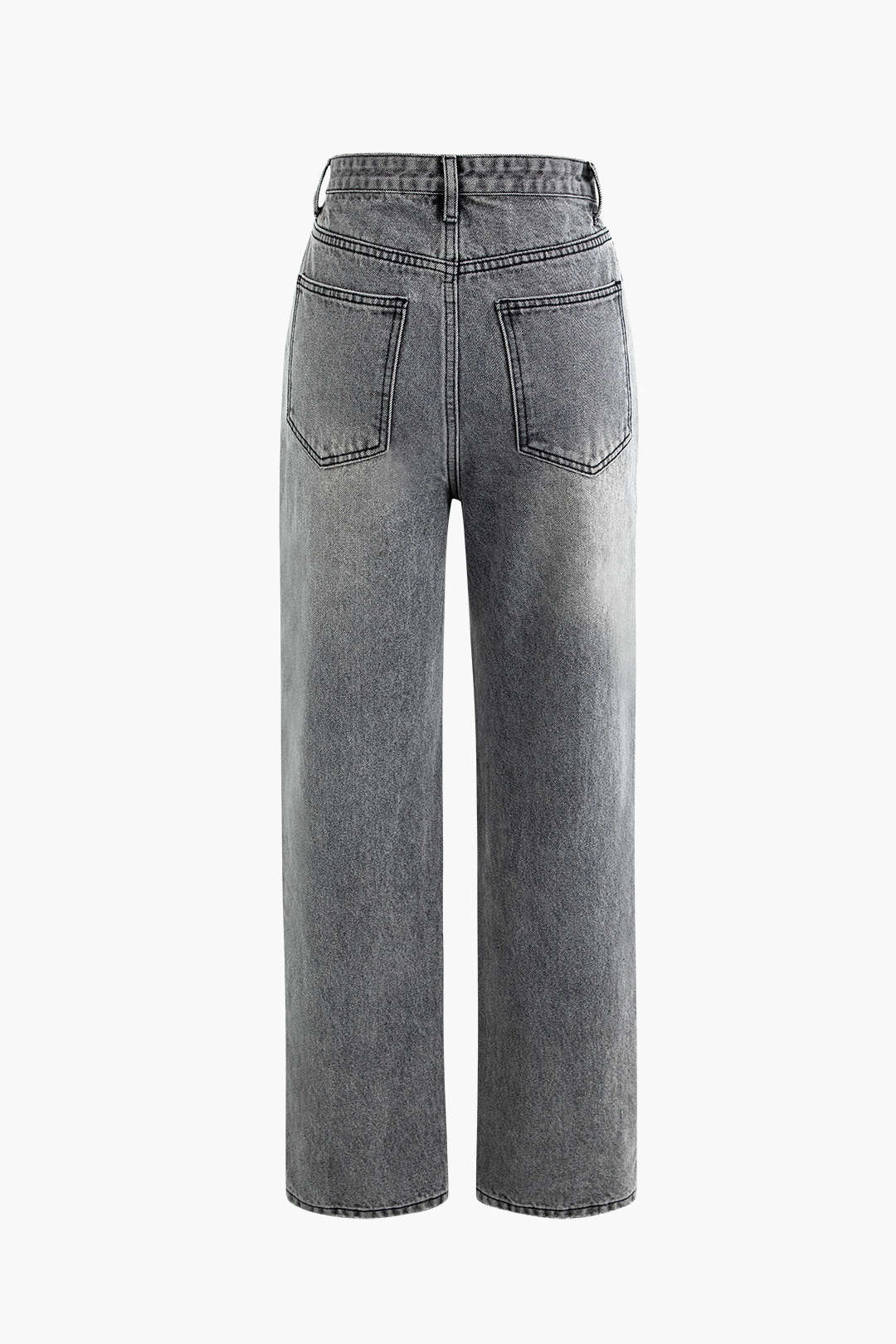 Asimetrik Bel Düz Paça Jean