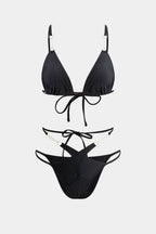Buruşuk İnci Çapraz Bağcıklı Bikini Takımı