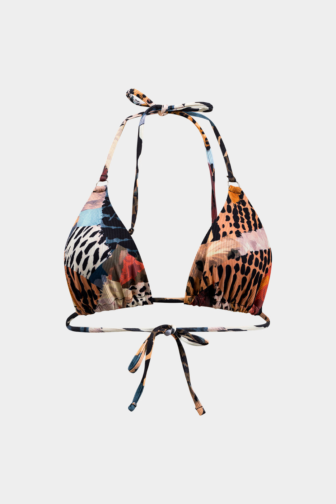 Leopar Desenli Bağcıklı Sırtı Açık Bikini Takımı