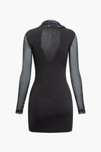 Patchwork File Dantelli V Yaka Mini Elbise