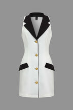 Kontrast Düğmeli Mini Elbise