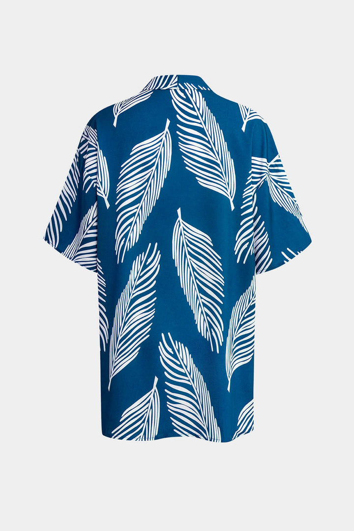 Yaprak Desenli Büzgülü Şort Takımı