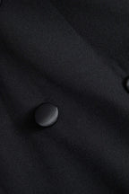 Saten Düğmeli Cep Detaylı Straplez Mini Elbise